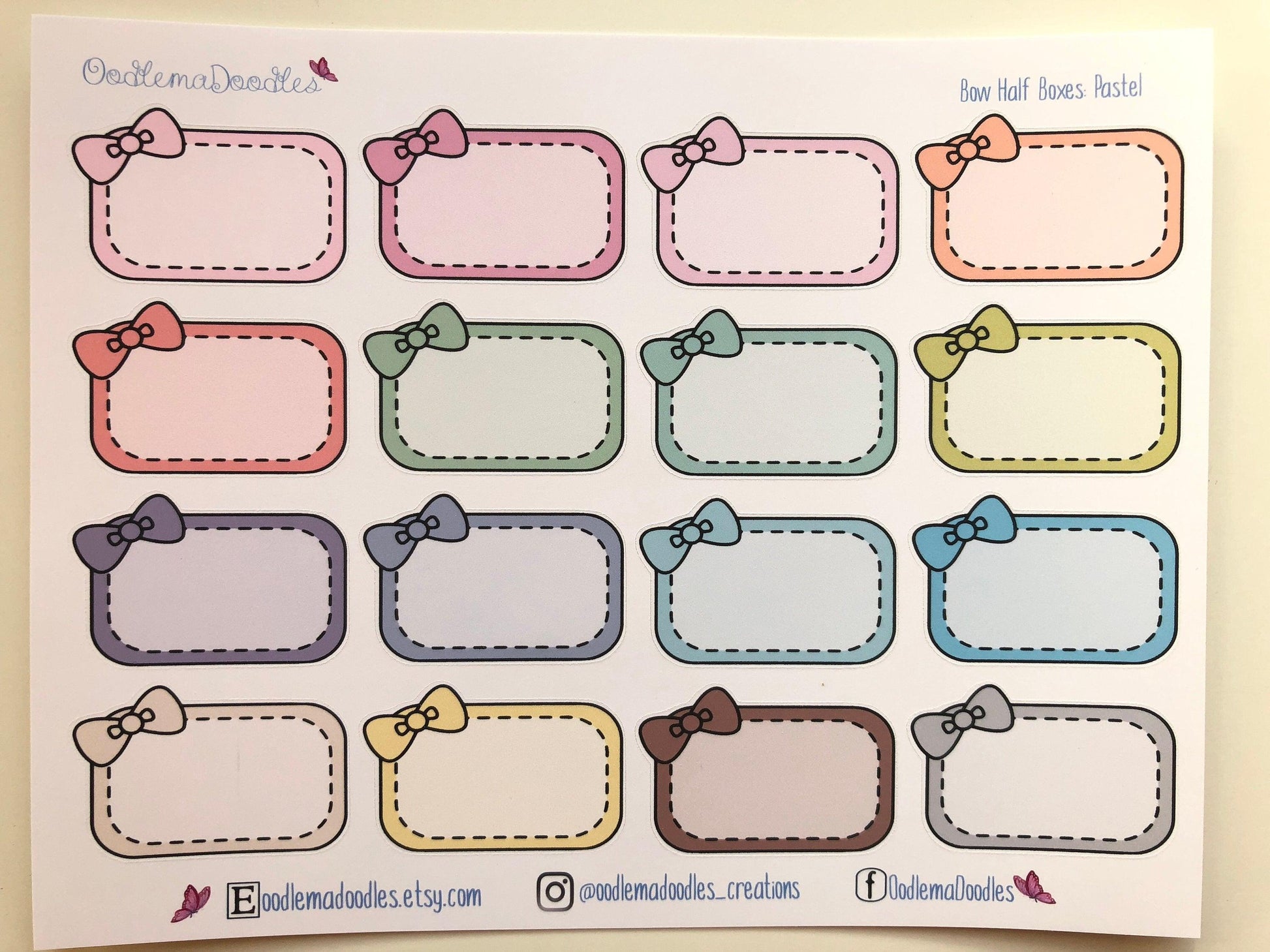 Bow Half Box Stickers - oodlemadoodles
