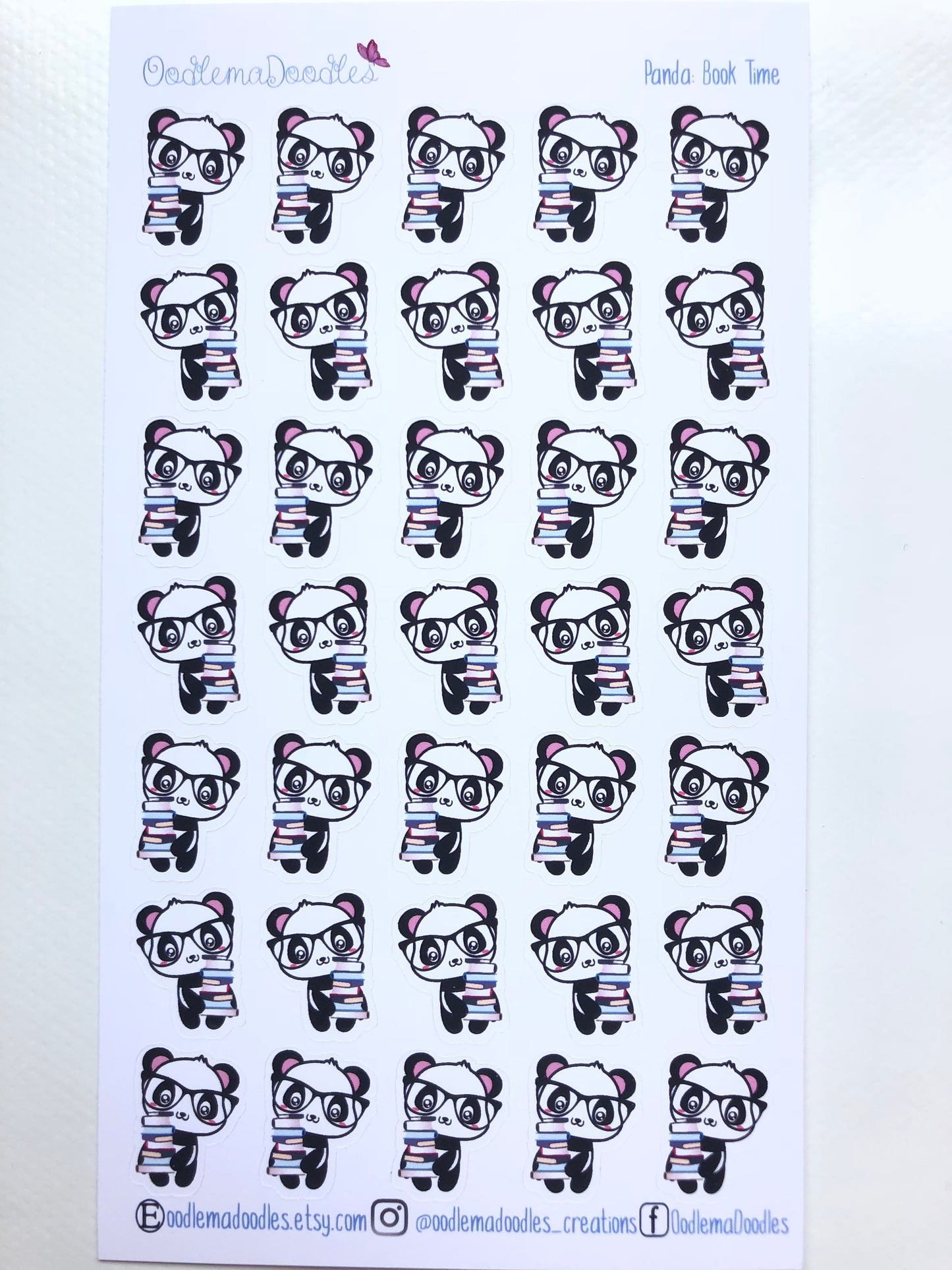 Kawaii Panda Book Time Stickers