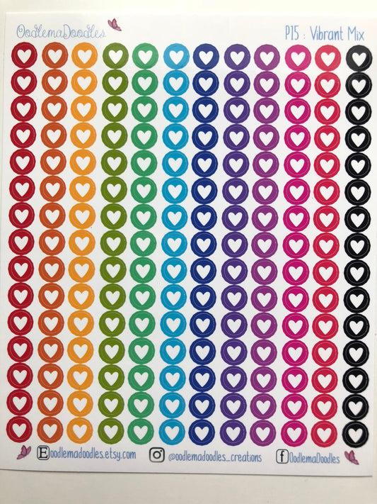 Vibrant Heart Dot Stickers