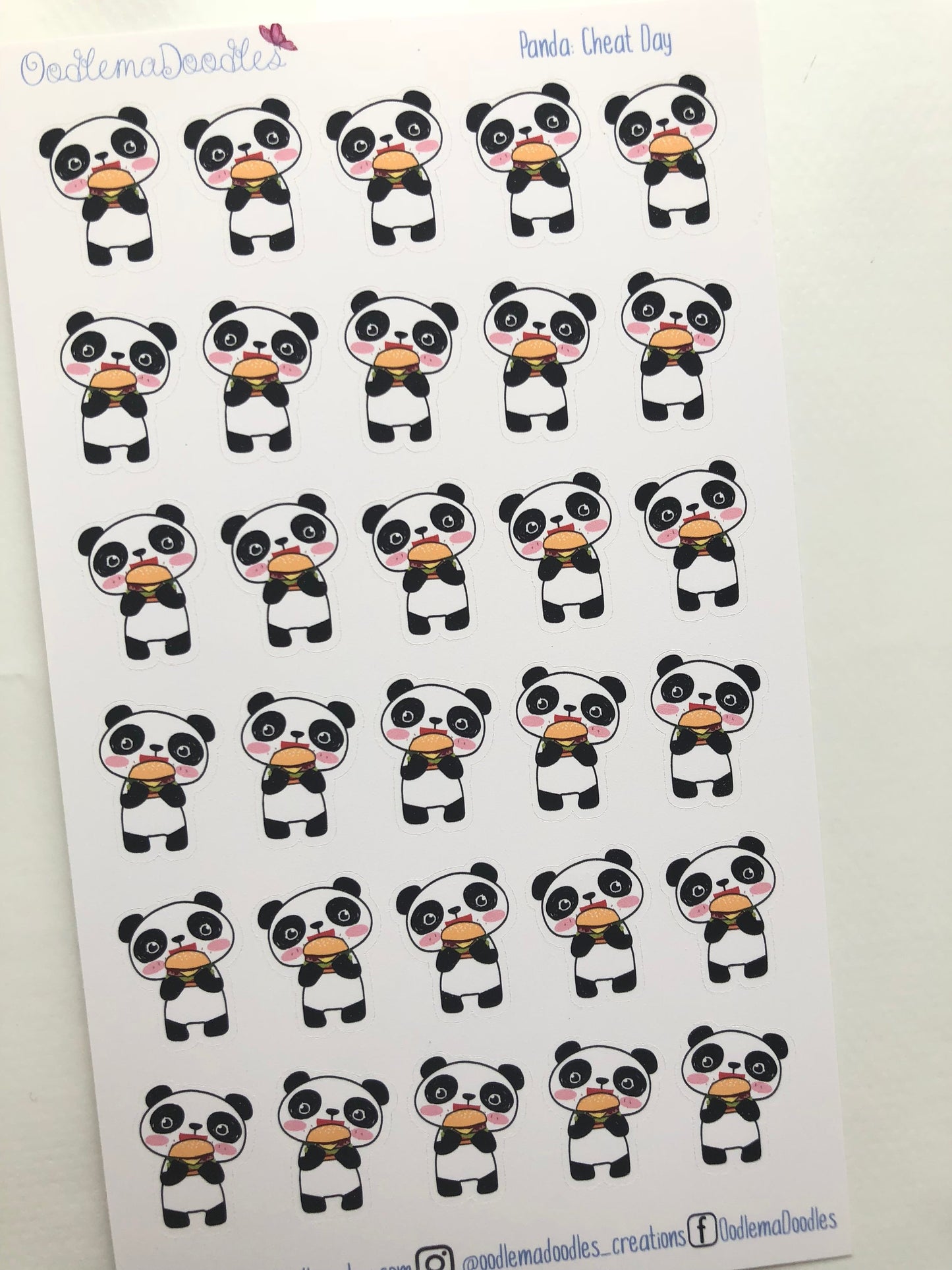 Kawaii Panda Cheat Day Stickers