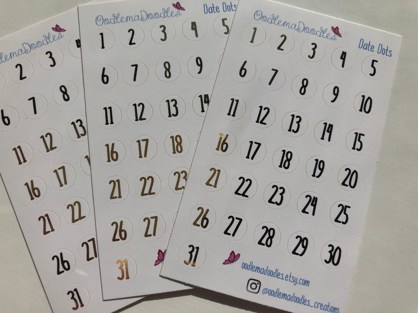 TRANSPARENT Foiled Date Dot Stickers