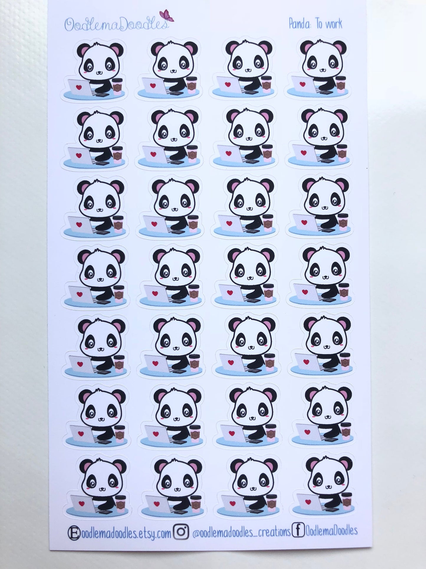 Kawaii Panda To Work Stickers