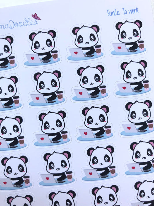 Kawaii Panda To Work Stickers