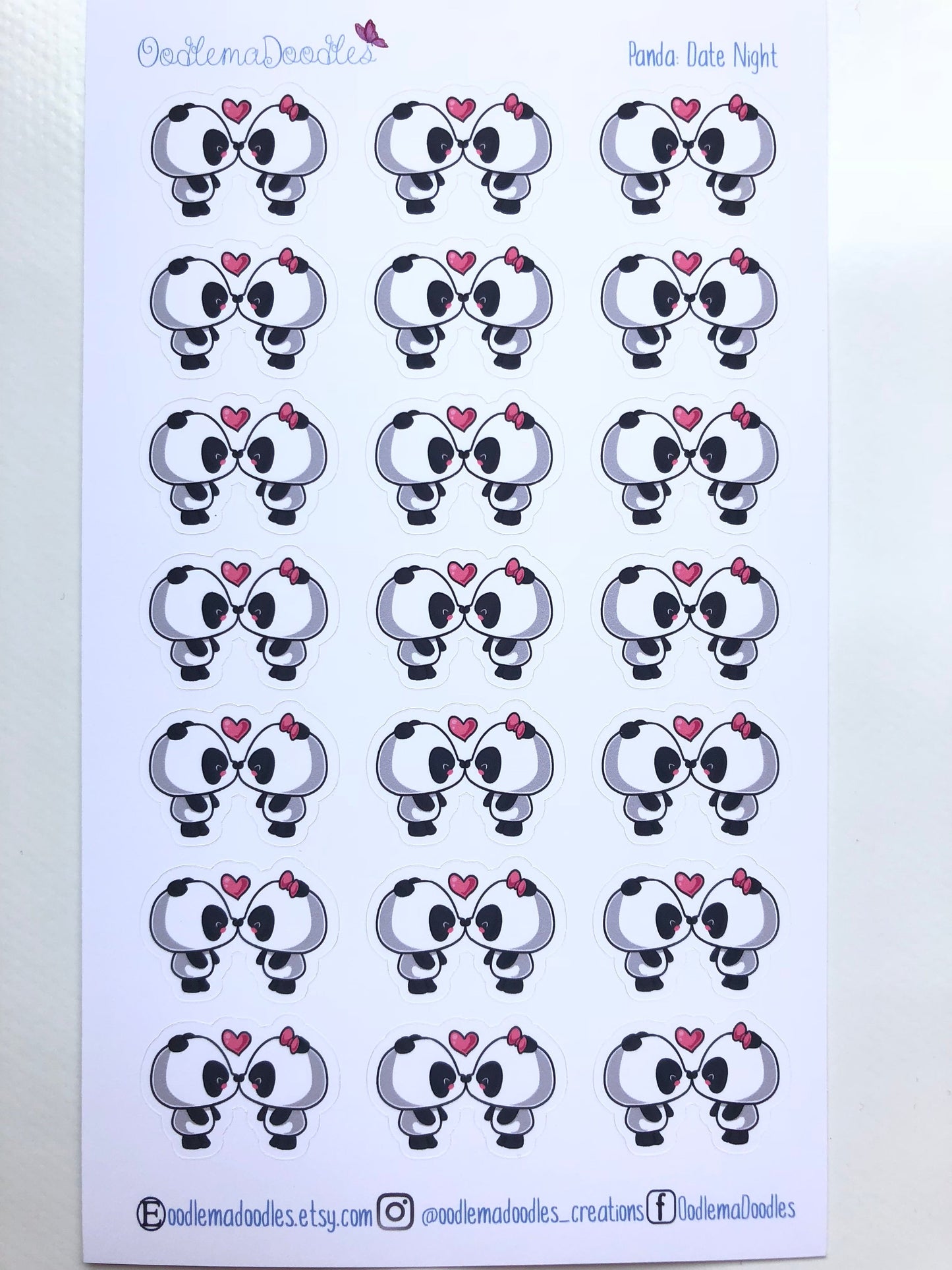 Kawaii Panda Date Night Stickers