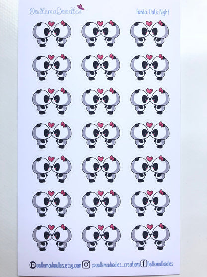 Kawaii Panda Date Night Stickers