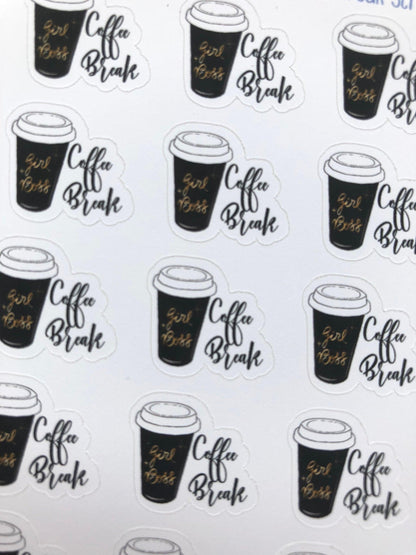 Coffee Break Script Stickers - oodlemadoodles