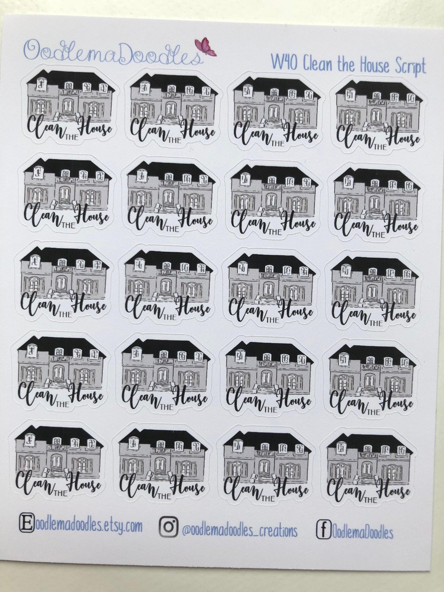 Clean House Script Stickers - oodlemadoodles