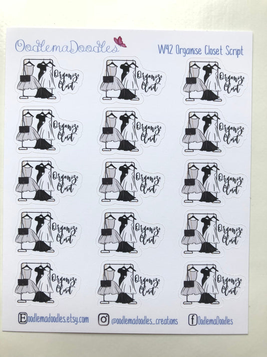Organise Closet Script Stickers: W42