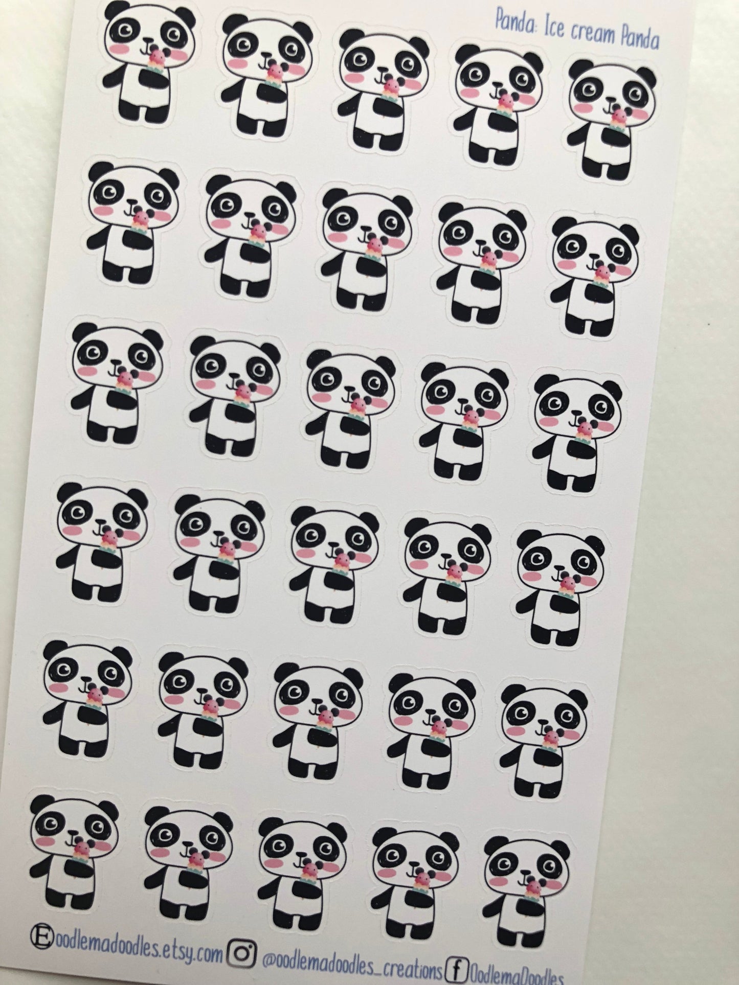 Kawaii Panda Ice Cream Stickers
