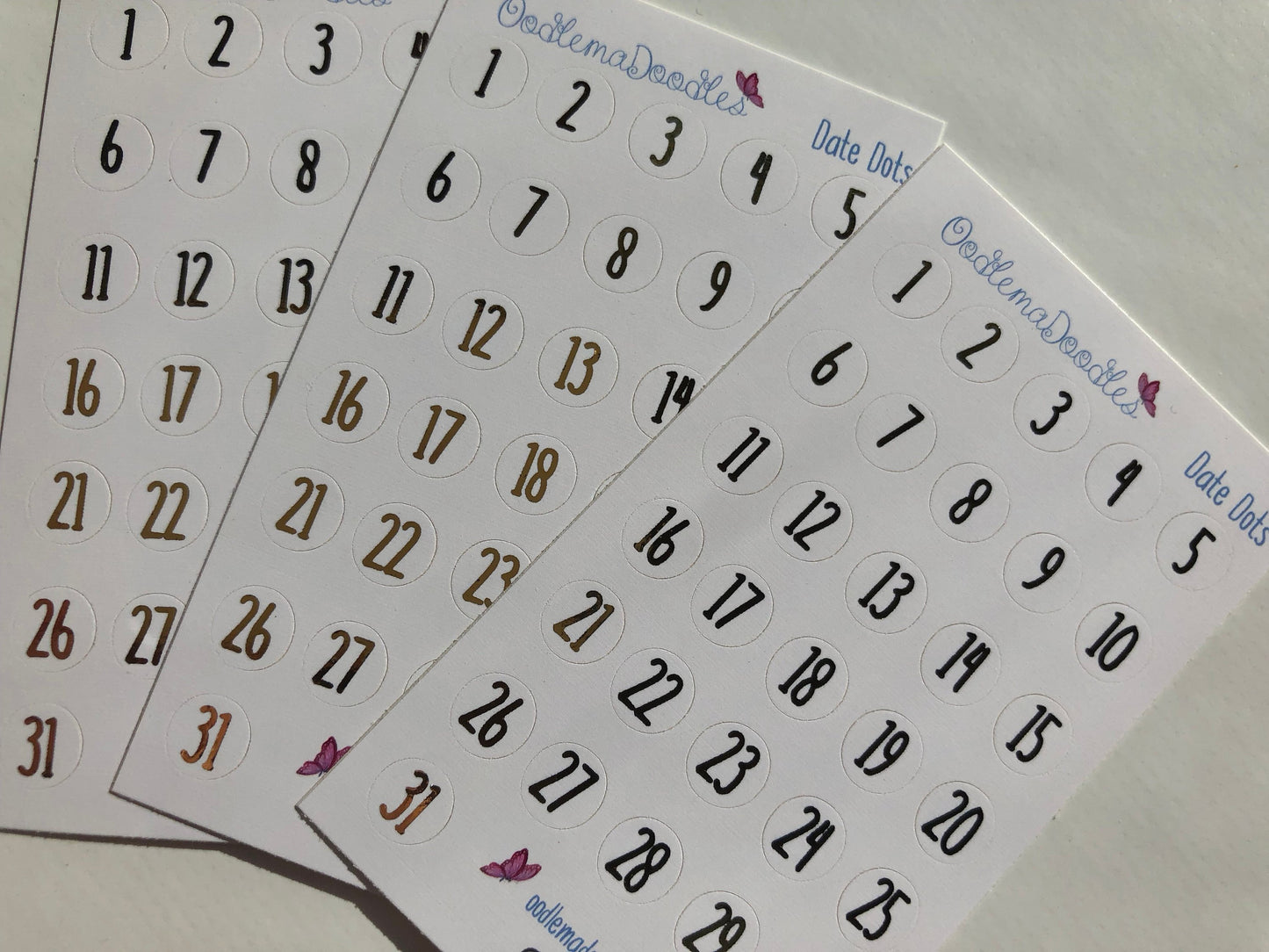 TRANSPARENT Foiled Date Dot Stickers