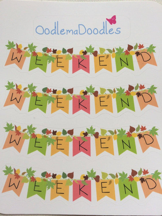 Autumnal Weekend Banner Stickers: A35 - oodlemadoodles
